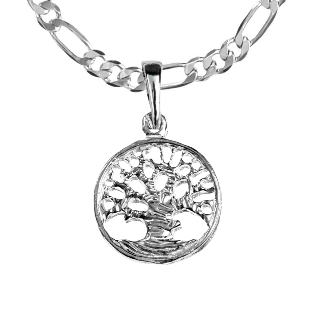 Silver Pewter Metal Tree of Life Circle no Leaves Necklace Top Gift Ideas - House of Morgan Pewter
