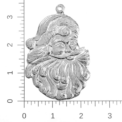 Santa Claus Face with Beard Christmas Ornament Pewter