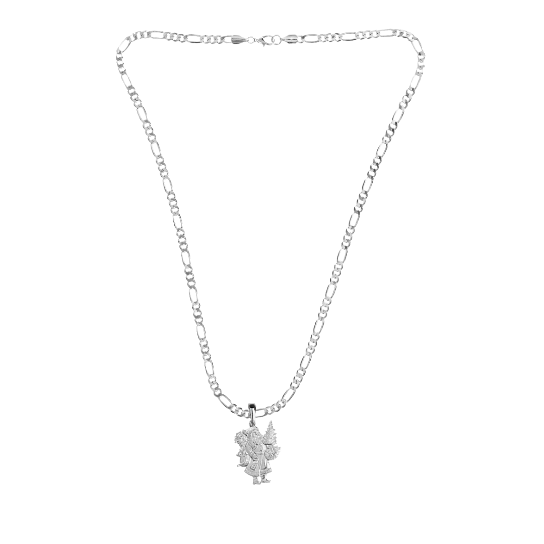 Silver Pewter Metal Santa with Tree Necklace Top Gift Ideas - House of Morgan Pewter