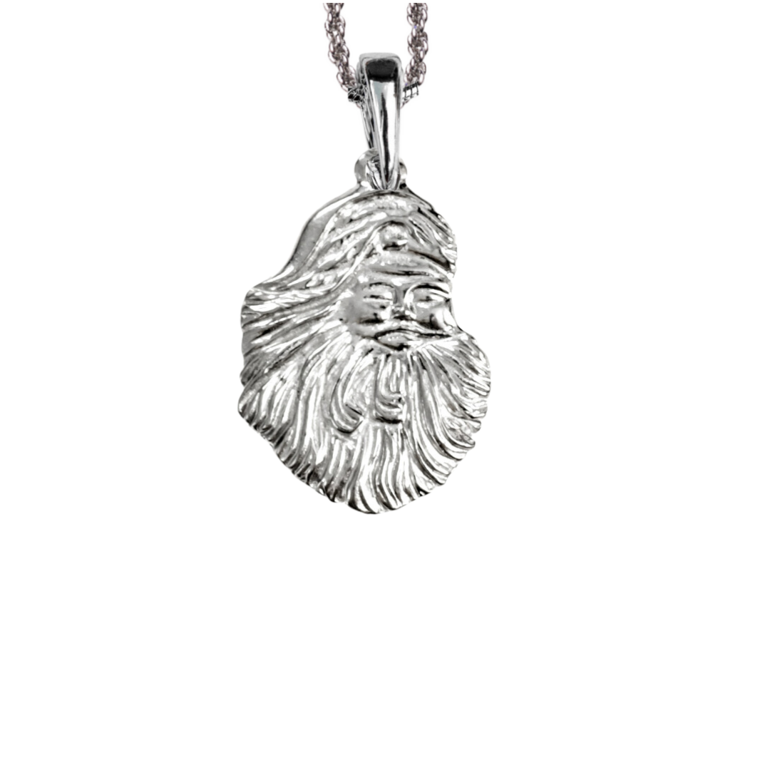Silver Pewter Metal Santa Face Necklace Top Gift Ideas - House of Morgan Pewter