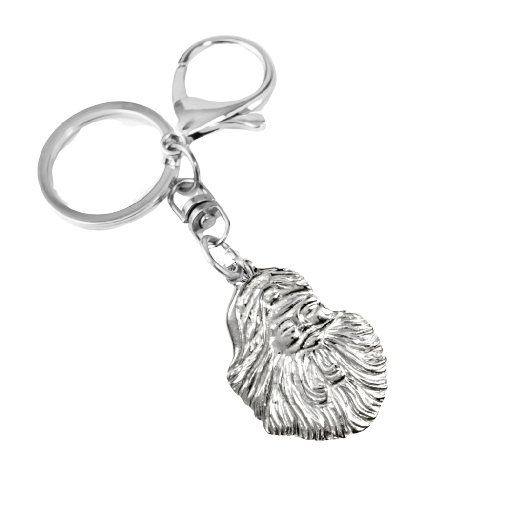 Silver Pewter Metal Santa Face Keychain Top Gift Ideas - House of Morgan Pewter