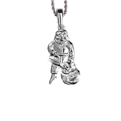 Silver Pewter Metal Santa Standing Necklace Top Gift Ideas - House of Morgan Pewter