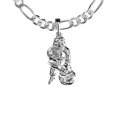 Silver Pewter Metal Santa Standing Necklace Top Gift Ideas - House of Morgan Pewter