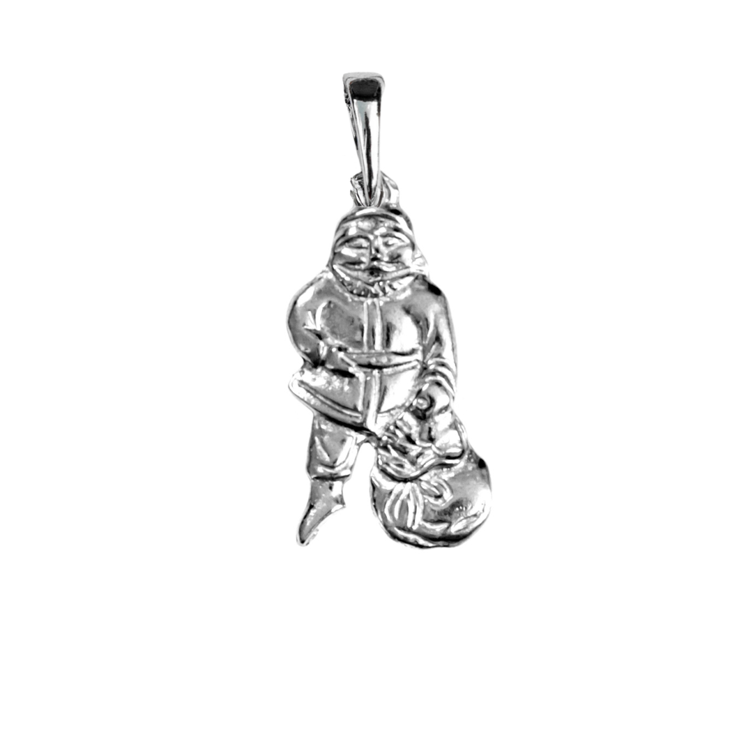 Silver Pewter Metal Santa Standing Necklace Top Gift Ideas - House of Morgan Pewter