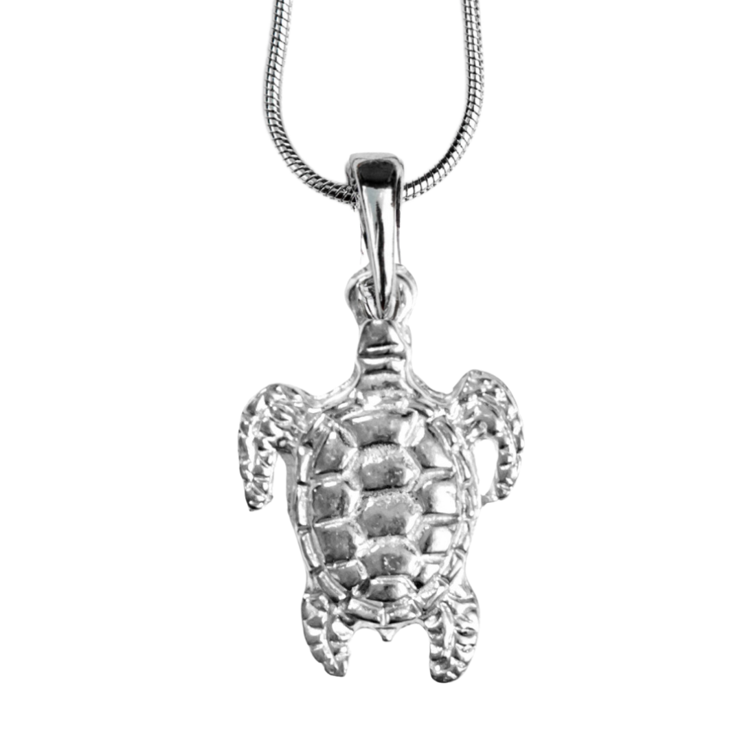 Silver Pewter Metal Sea Turtle Necklace Top Gift Ideas - House of Morgan Pewter