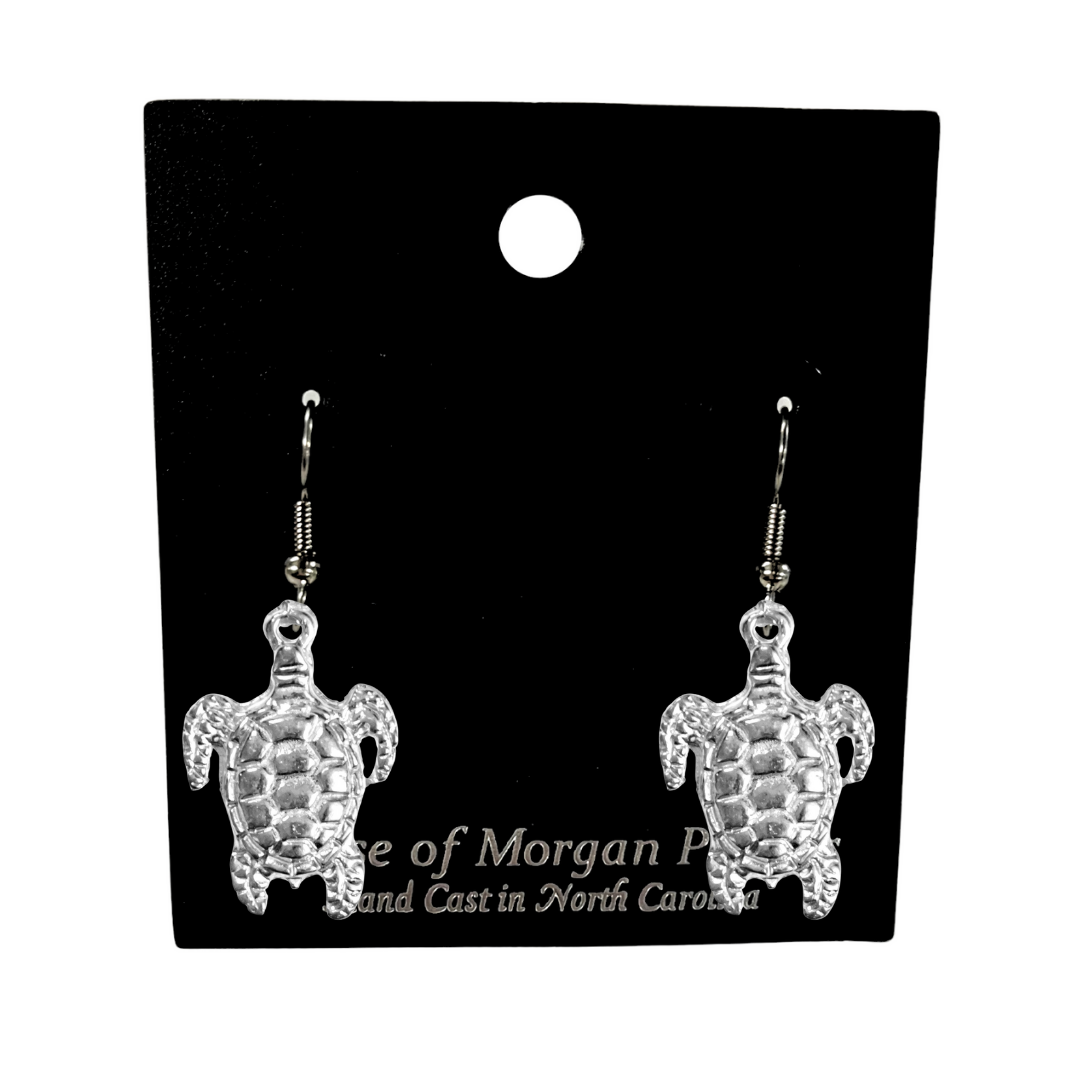 Silver Pewter Metal Sea Turtle Earrings Top Gift Ideas - House of Morgan Pewter