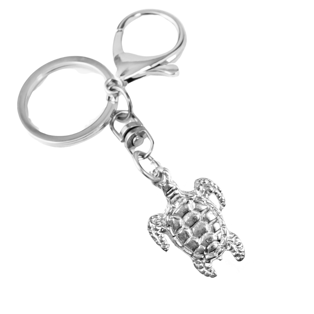 Silver Pewter Metal Sea Turtle Keychain Top Gift Ideas - House of Morgan Pewter