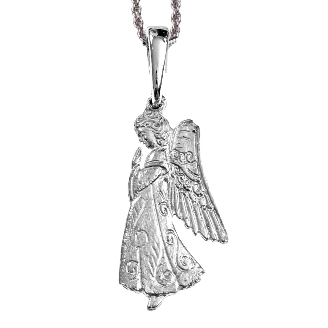 Silver Pewter Metal Praying Angel Necklace Top Gift Ideas - House of Morgan Pewter