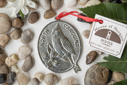 Oval North Carolina State Symbols - Dogwood - Cardinal - Christmas Ornament