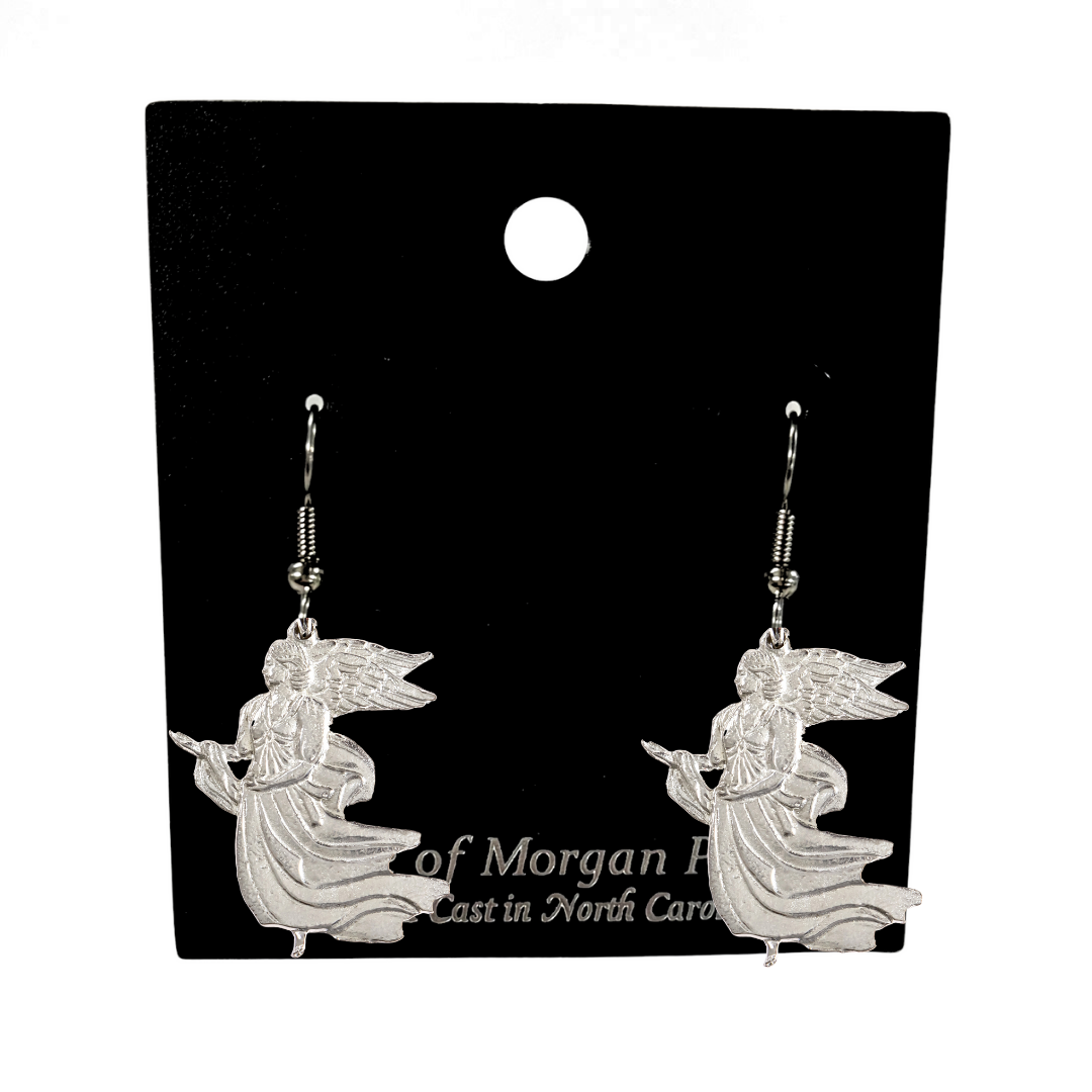 Silver Pewter Metal Floating Angel Earrings Top Gift Ideas - House of Morgan Pewter