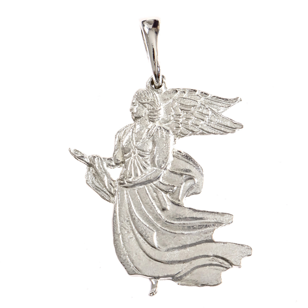 Silver Pewter Metal Floating Angel Necklace Top Gift Ideas - House of Morgan Pewter