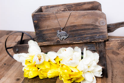 Spring Jewelry - Bunny Pendant Necklaces and Earrings - Handmade Pewter Rabbit Charm Chains