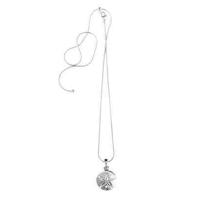Silver Pewter Metal Sand Dollar Necklace Top Gift Ideas - House of Morgan Pewter