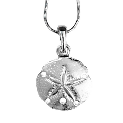 Silver Pewter Metal Sand Dollar Necklace Top Gift Ideas - House of Morgan Pewter