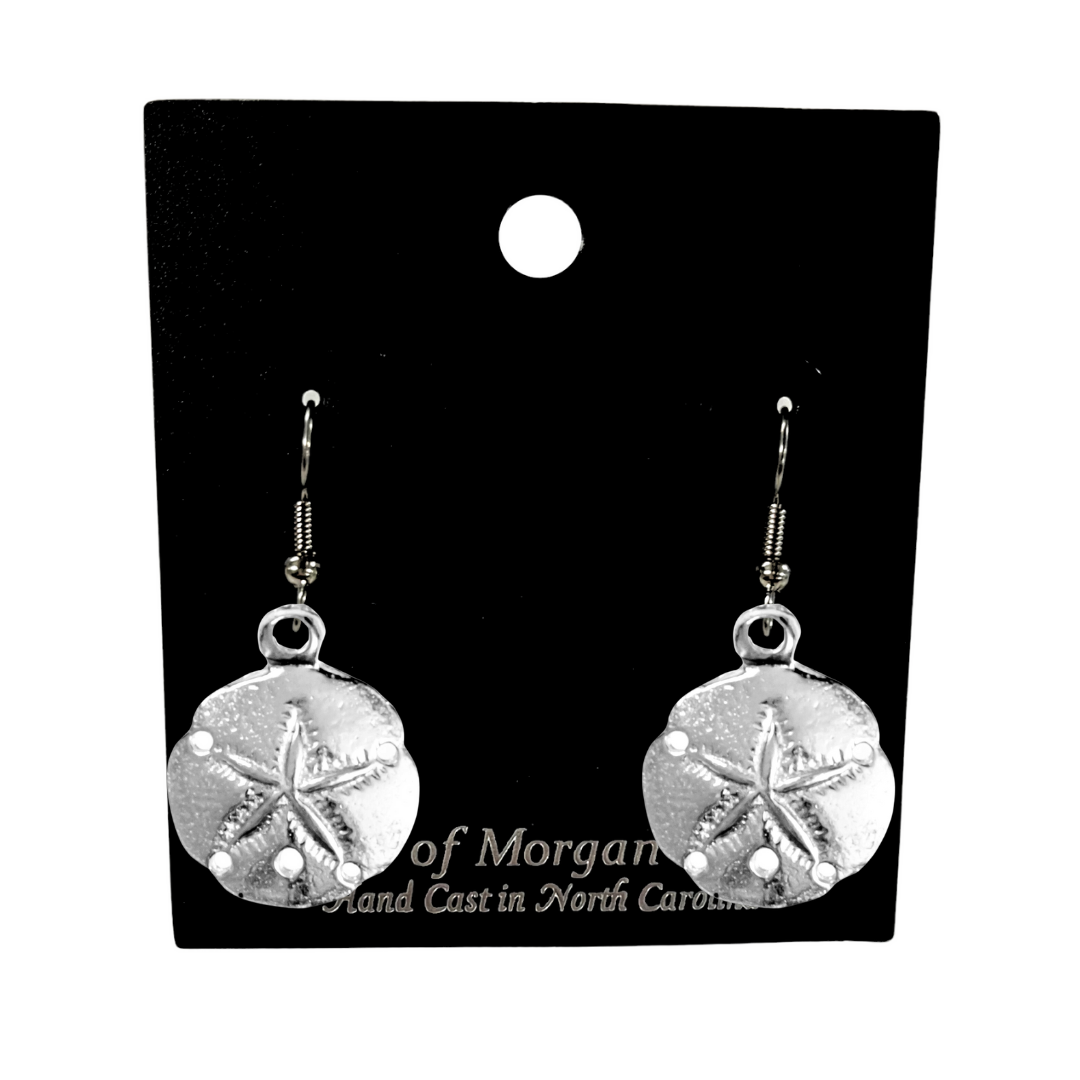Silver Pewter Metal Sand Dollar Earrings Top Gift Ideas - House of Morgan Pewter