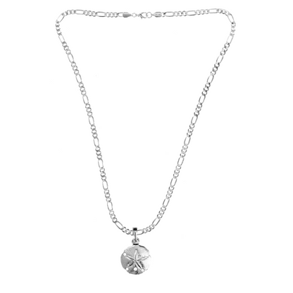 Silver Pewter Metal Sand Dollar Necklace Top Gift Ideas - House of Morgan Pewter