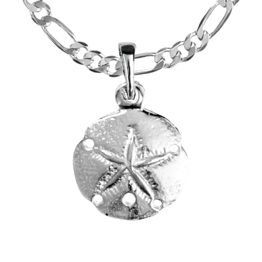 Silver Pewter Metal Sand Dollar Necklace Top Gift Ideas - House of Morgan Pewter