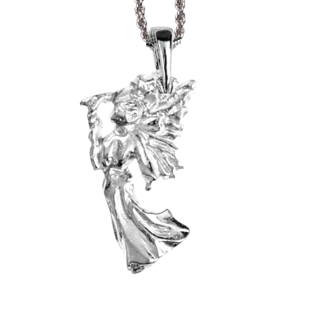 Silver Pewter Metal Angel Necklace Top Gift Ideas - House of Morgan Pewter