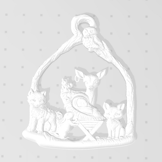 Baby Animals to see baby Jesus in the Manger Ornament