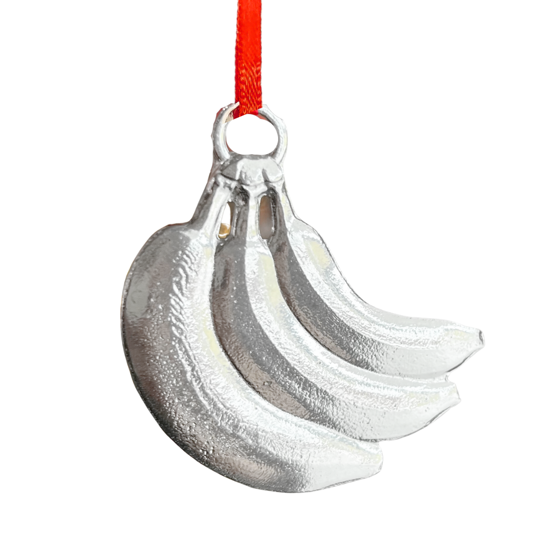 Silver Banana Bunch Ornament 