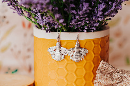 Silver Bee Earrings
