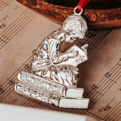 Silver Boy Reading Bible Gift