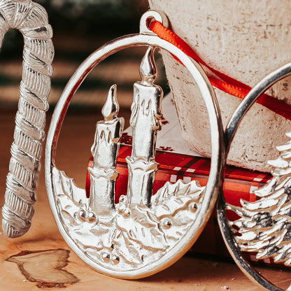 Vintage Pewter Candles Ornament