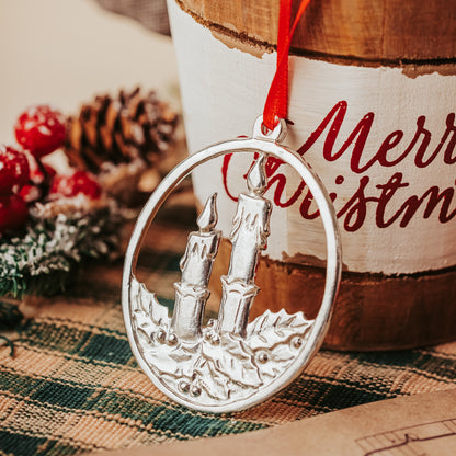 Silver Antique Candles Ornament