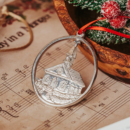 Pewter Country Church Ornament - American Made
