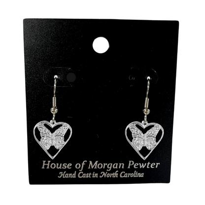 Heart Earrings - Heart Pewter Jewelry