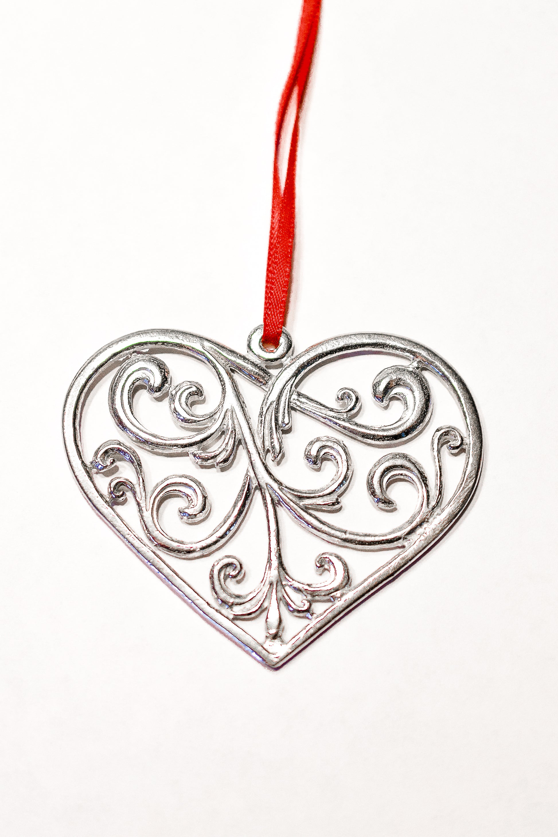 Pewter Swirly Heart Ornament