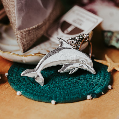 Large Silver Dolphin Keychain