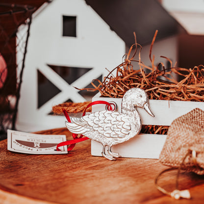 Silver Duck Ornament