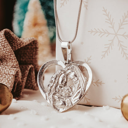 Mary and Joseph Heart Pendant