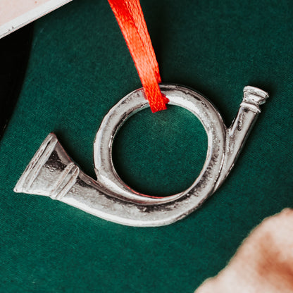 Silver Christmas Horn Ornament