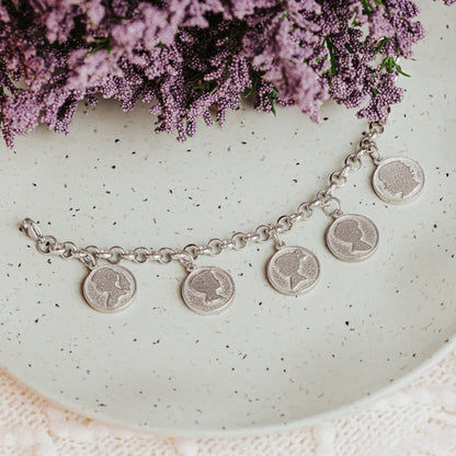 Custom Child Profile Charm Bracelet - Kid Silhouette Jewelry