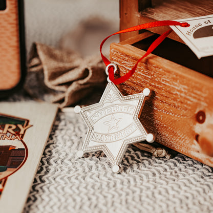 Mayberry Sheriff Badge Ornament - Gone Fishing Christmas Ornament - Perfect Gift for Sheriff Fans