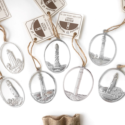 All 7 NC Lighthouses Pewter Ornaments