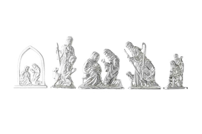Handmade Nativity Figurine Set - Pewter Manger Set - Baby Jesus Holiday Decoration