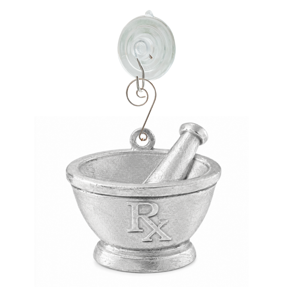 Pharmacy Mortar & Pestle Pewter Ornament - Pharmacist Gift - Pharmacy Graduation - Rx Christmas Ornament
