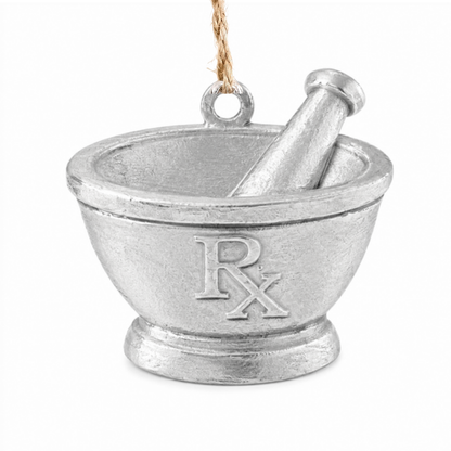 Pharmacy Mortar & Pestle Pewter Ornament - Pharmacist Gift - Pharmacy Graduation - Rx Christmas Ornament