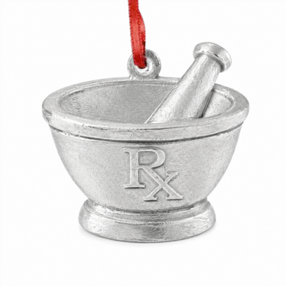 Pharmacy Mortar & Pestle Pewter Ornament - Pharmacist Gift - Pharmacy Graduation - Rx Christmas Ornament