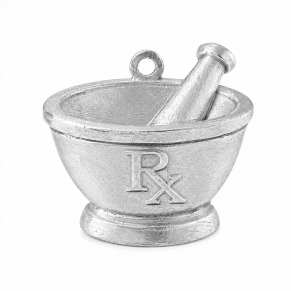 Pharmacy Mortar & Pestle Pewter Ornament - Pharmacist Gift - Pharmacy Graduation - Rx Christmas Ornament