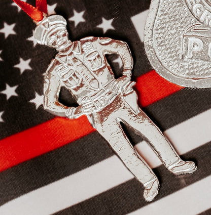 Pewter Police Ornament