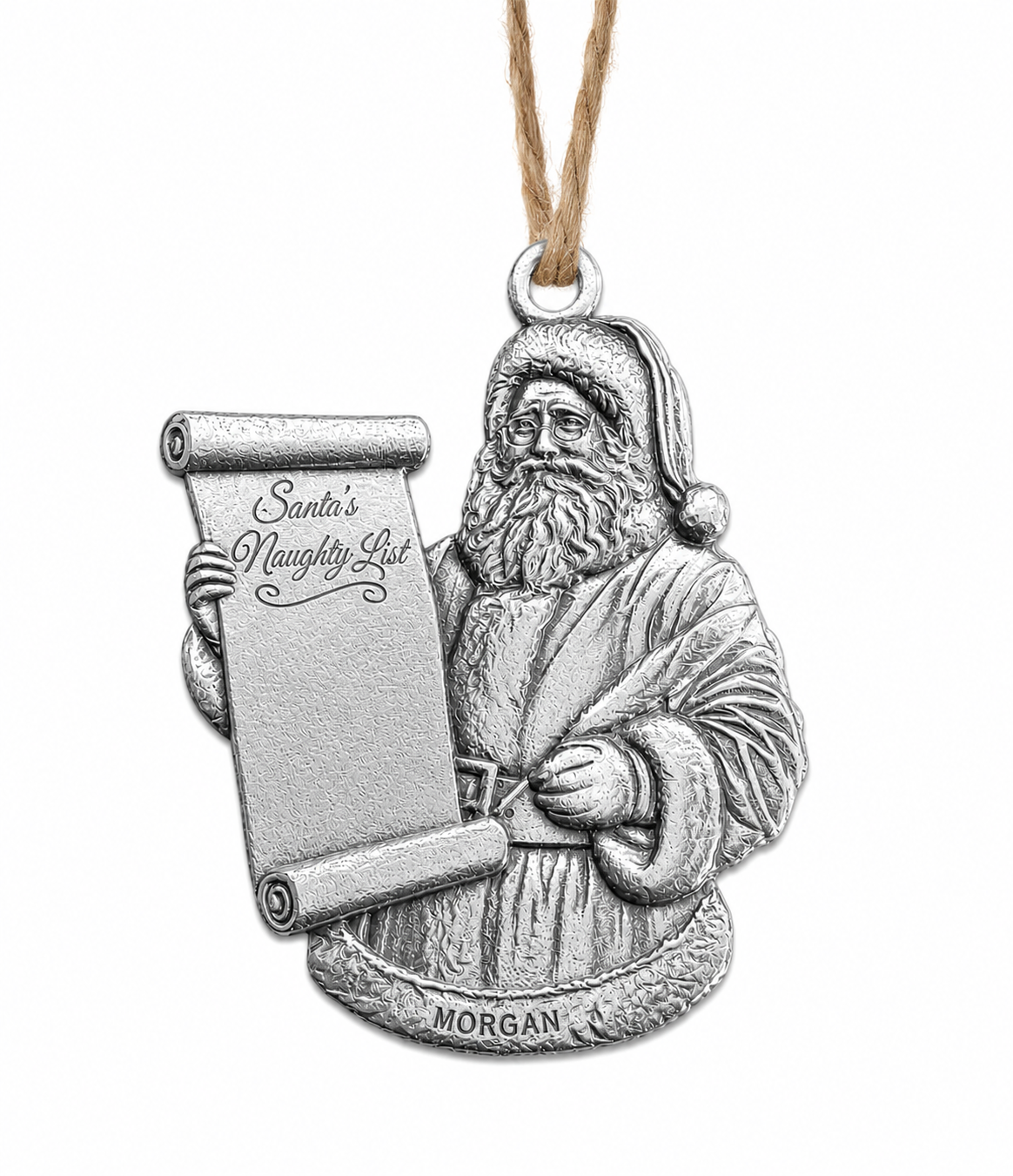 Santa Nice or Naughty List Ornament - Custom Engraving Option - Free for July Orders