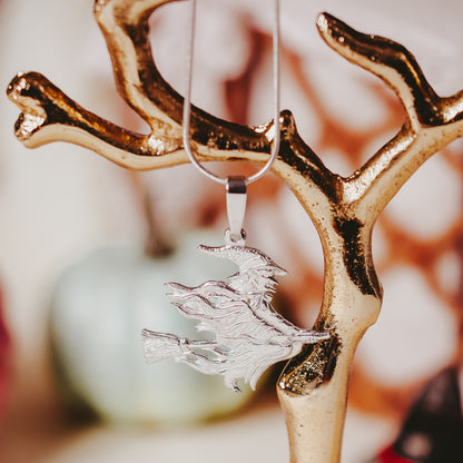 Small Witch on a Broom Necklace