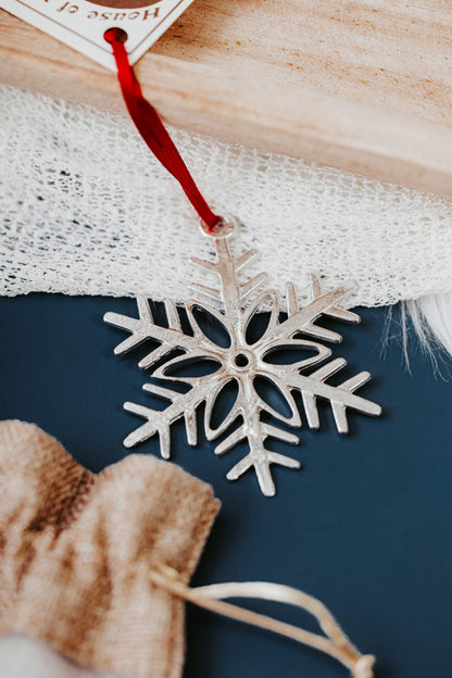 Snowflake Ornaments - Winter Snow Pewter Christmas Ornaments - Snowflake Gift Set
