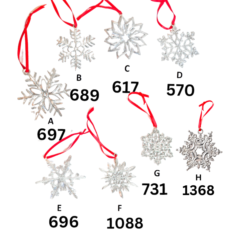 Snowflake Ornaments - Winter Snow Pewter Christmas Ornaments - Snowflake Gift Set