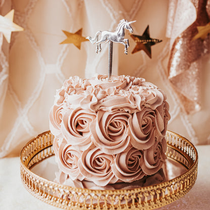 Handmade Unicorn Silver Cake Topper