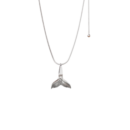 Pewter Whale Tail Pendant Necklace